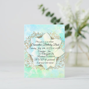 Postal Dreamy Pastels Lotus Flower Birthday Personalizado