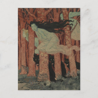 Postal Drei Frauen und drei Wölfe Eugène Grasset