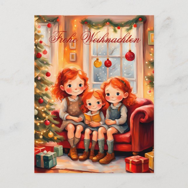 Postal Drei Schwestern freuen sich über ihr neues Buch (Anverso)