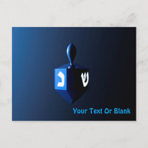 Postal Dreidel azul brillante