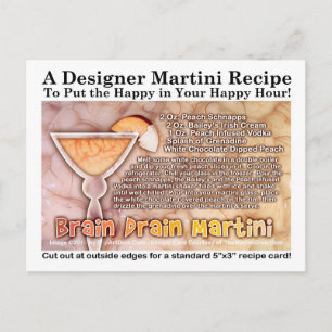 Postal Drenaje de cerebros Halloween Martini Postcard