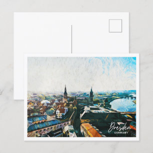 Postal Dresden Alemania Hermoso paisaje de pintura al óle