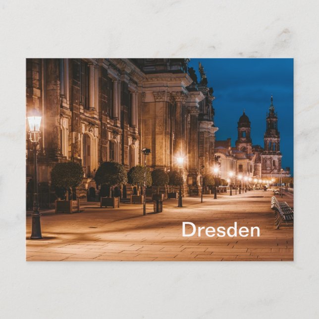 Postal Dresden, Alemania Night Time Street View (Anverso)