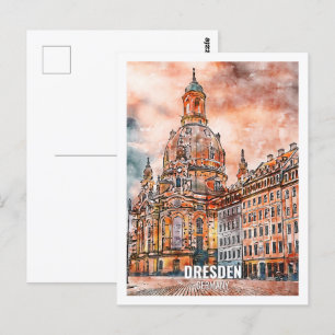 Postal Dresden Alemania Travel Place Watercolor