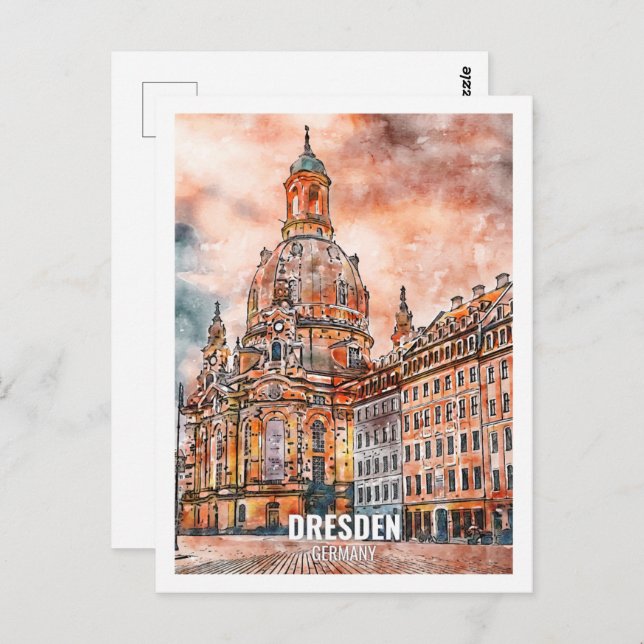 Postal Dresden Alemania Travel Place Watercolor (Anverso / Reverso)