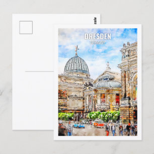 Postal Dresden Alemania Travel Place Watercolor