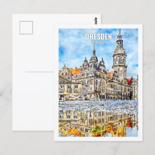 Postal Dresden Alemania Travel Place Watercolor