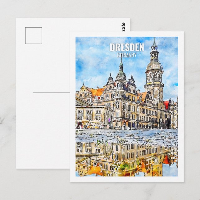Postal Dresden Alemania Travel Place Watercolor (Anverso / Reverso)