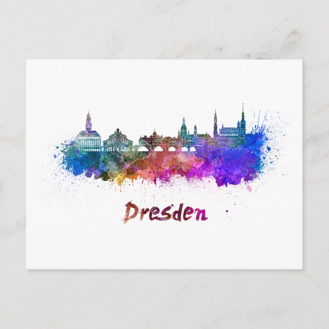 Postal Dresden skyline in watercolor (Anverso)