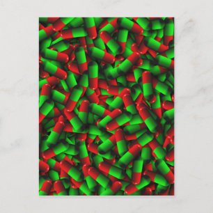 Postal drogas de pastillas verdes rojas
