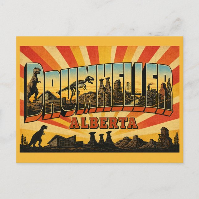 Postal Drumheller Alberta Capital de los Dinosaurios (Anverso)