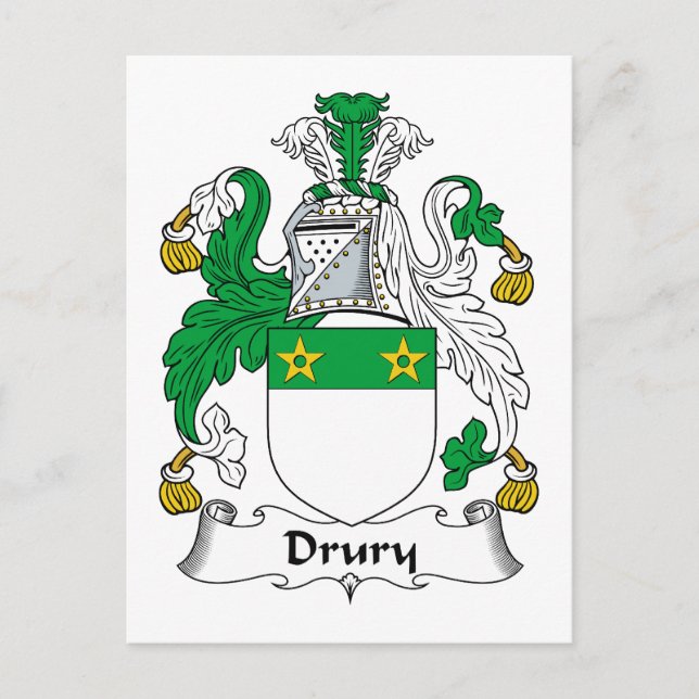 Postal Drury Family Crest (Anverso)