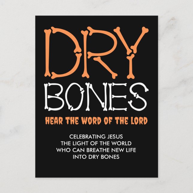 Postal DRY BONES Christian Halloween Saludo (Anverso)