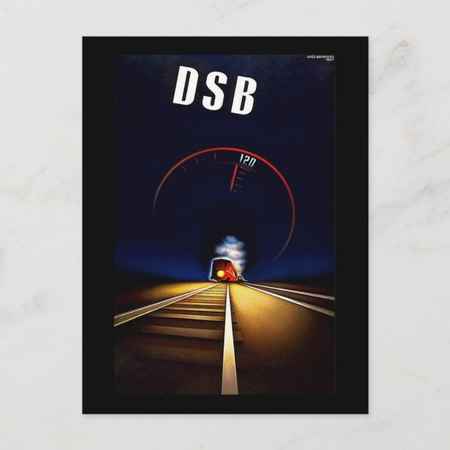 Postal DSB Danske Statsbaner Ferrocarril Estatal Danés (Anverso)