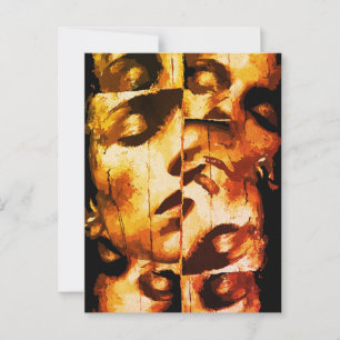 Postal Dualidad en Oro – Retrato Moderno Abstracto