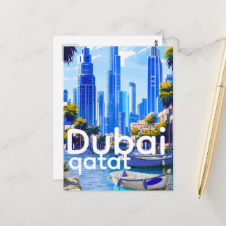 Postal Dubai Skyline Card, Modern City Landmarks