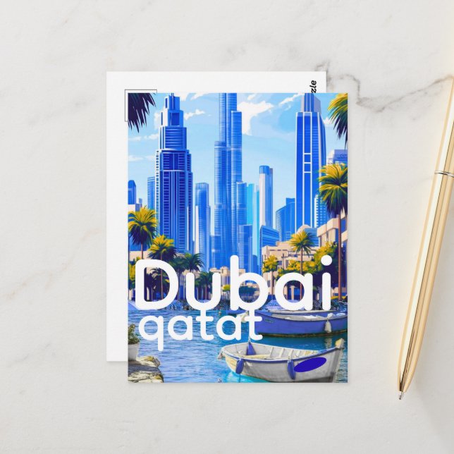 Postal Dubai Skyline Card, Modern City Landmarks (Anverso/Reverso In Situ)