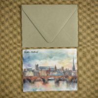 Dublín Ireland City Silhouette Watercolor Painting