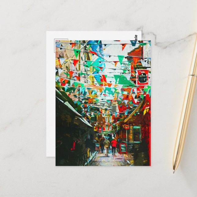 Postal Dublín, Irlanda City Street Scene (Anverso/Reverso In Situ)