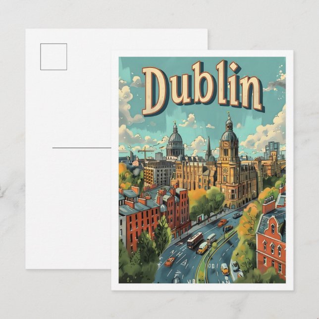 Postal Dublin Irlanda Classic Art Retro Vintage Travel (Anverso / Reverso)