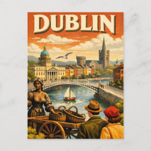 Postal Dublín Irlanda Viaje Antiguo