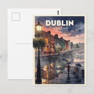Postal Dublín Irlanda Viaje Antiguo