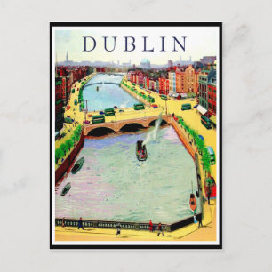Postal Dublín, puente O'Connell sobre el río Liffey
