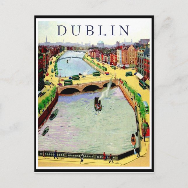 Postal Dublín, puente O'Connell sobre el río Liffey (Anverso)