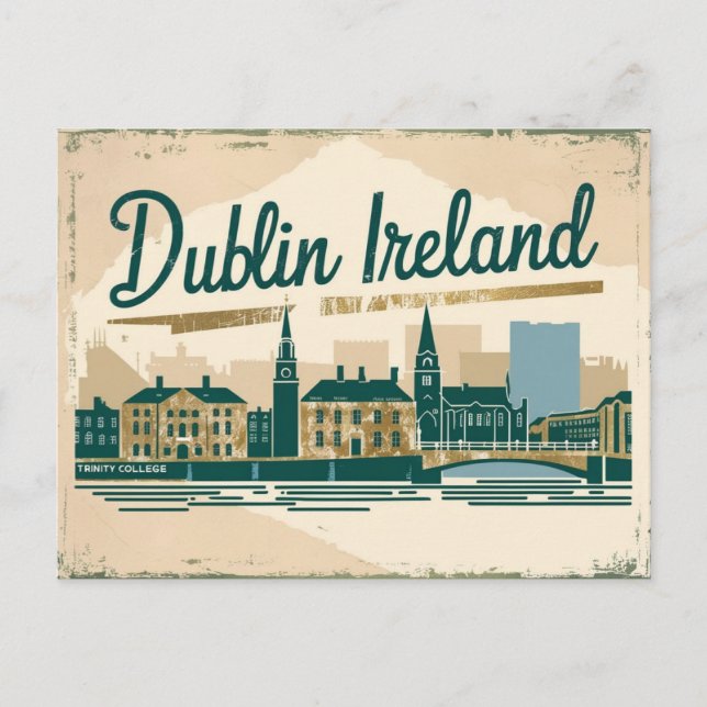 Postal Dublín Vintage, Irlanda (Anverso)