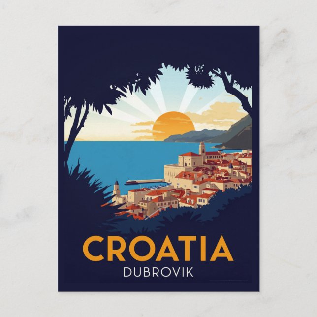 Postal Dubrovnik Sunset View Vintage (Anverso)