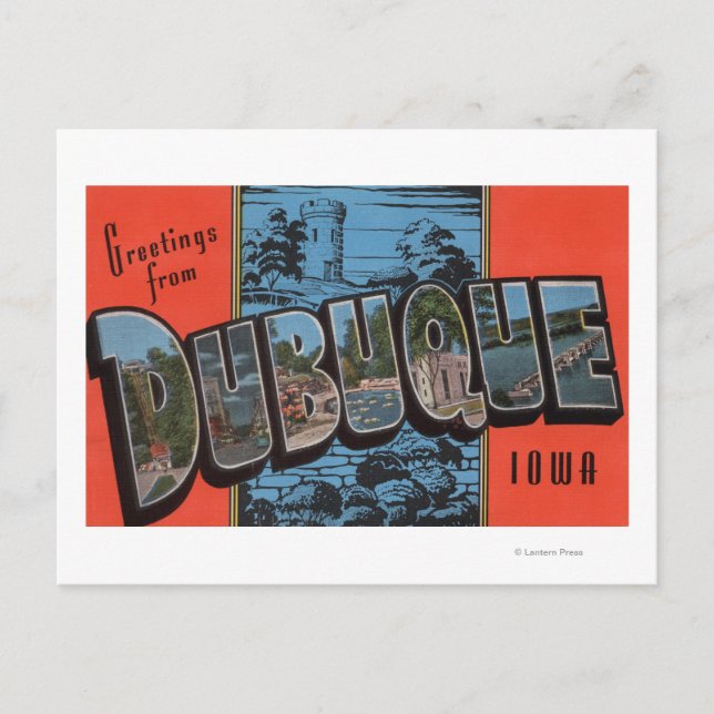 Postal Dubuque, IowaLarge Letter Scenes Dubuque, IA (Anverso)