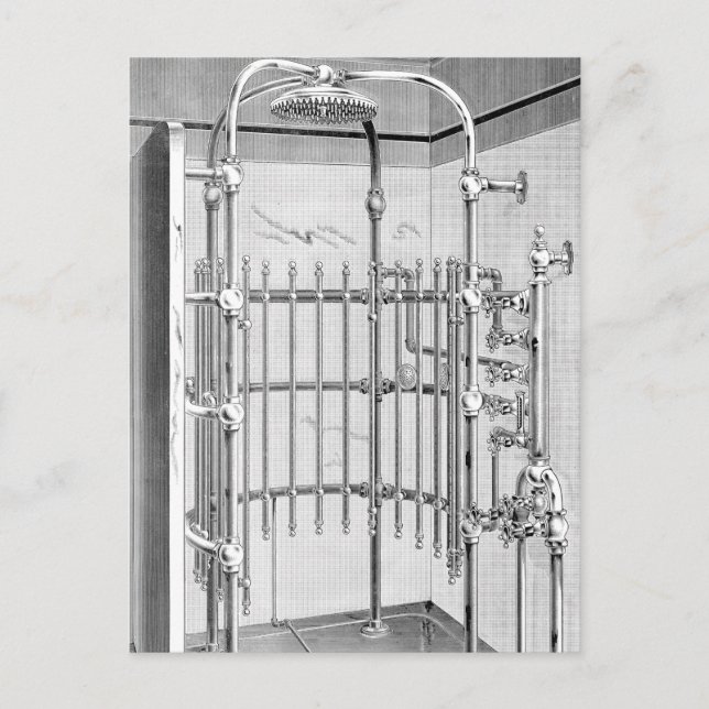 Postal Ducha de baño avanzada de 1887 (Anverso)