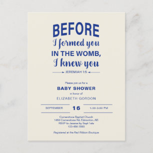 Postal Ducha de bebé con versículo bíblico Antes de forma