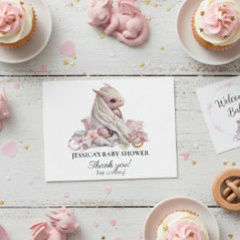Postal Ducha de bebé del Dragón Rosa Gracias