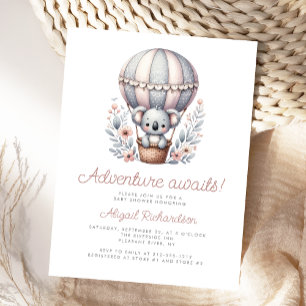 Postal Ducha de Bebé del Koala con Globo Aéreo: Aventura 