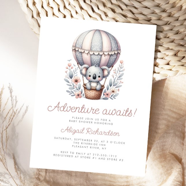Postal Ducha de Bebé del Koala con Globo Aéreo: Aventura  (Subido por el creador)