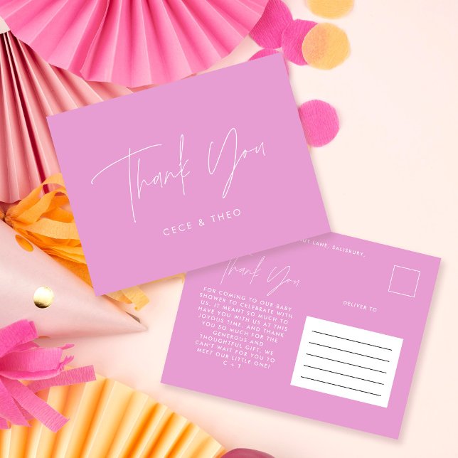 Postal Ducha de bebé gracias a cerise rosa elegante moder (Subido por el creador)