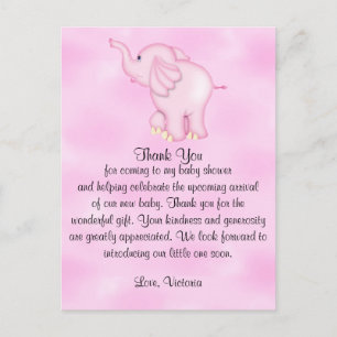 Postal Ducha de Bebé Gracias Niña Elefante
