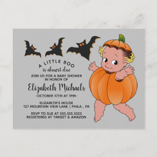 Postal DUCHA DE BEBÉ HALLOWEEN   Un pequeño Boo está a pu