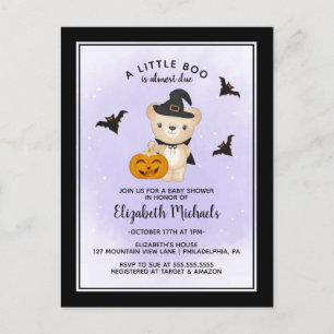 Postal DUCHA DE BEBÉ HALLOWEEN Un pequeño Boo está en c