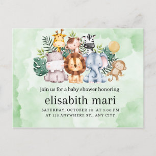 Postal ducha de bebé invitación, animales