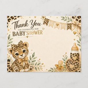 Postal ducha de bebé leopardo gracias