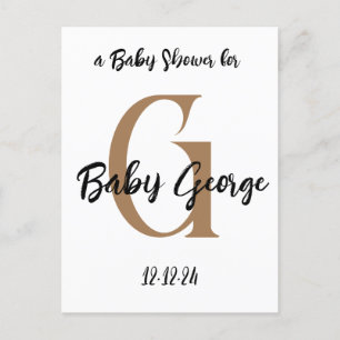 Postal Ducha de bebé monograma nombre personalizado minim