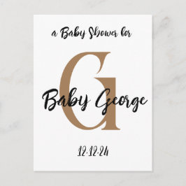 Postal Ducha de bebé monograma nombre personalizado minim