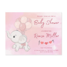 ducha de bebé por invitación, elefante, chicas,