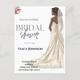 Postal Ducha de novia afroamericana personalizable