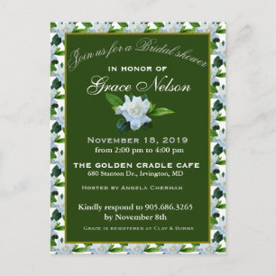 Postal Ducha de Novia con Gardenia Blanca y Follaje Verde