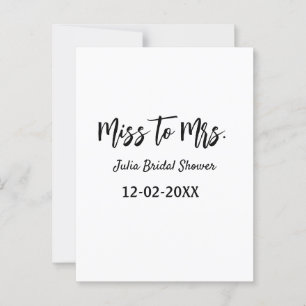 Postal Ducha de novia de Señorita a Señora elegante simpl