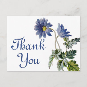 Postal Ducha de Novia Floral Flores de Margarita Azul Acu