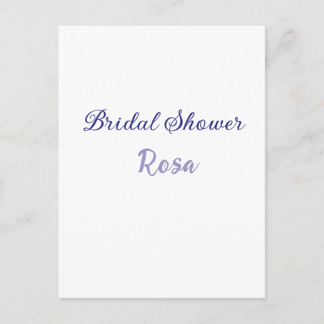 Postal ducha de novia morada agregar nombre fecha elegant (Anverso)